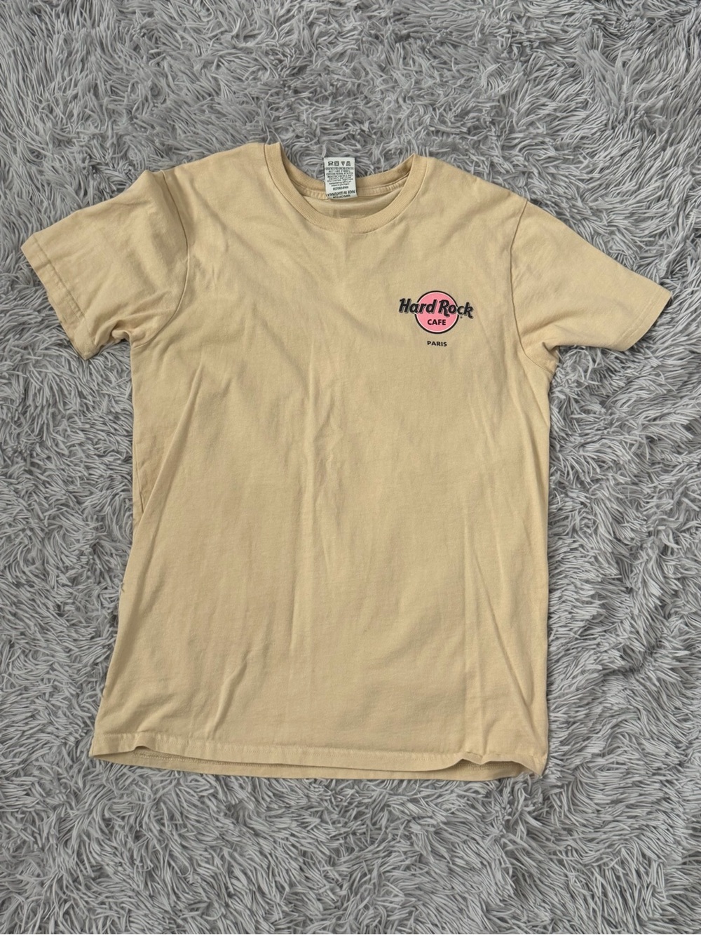 Hard Rock Cafe Paris Men's Tan Logo T‑Shirt